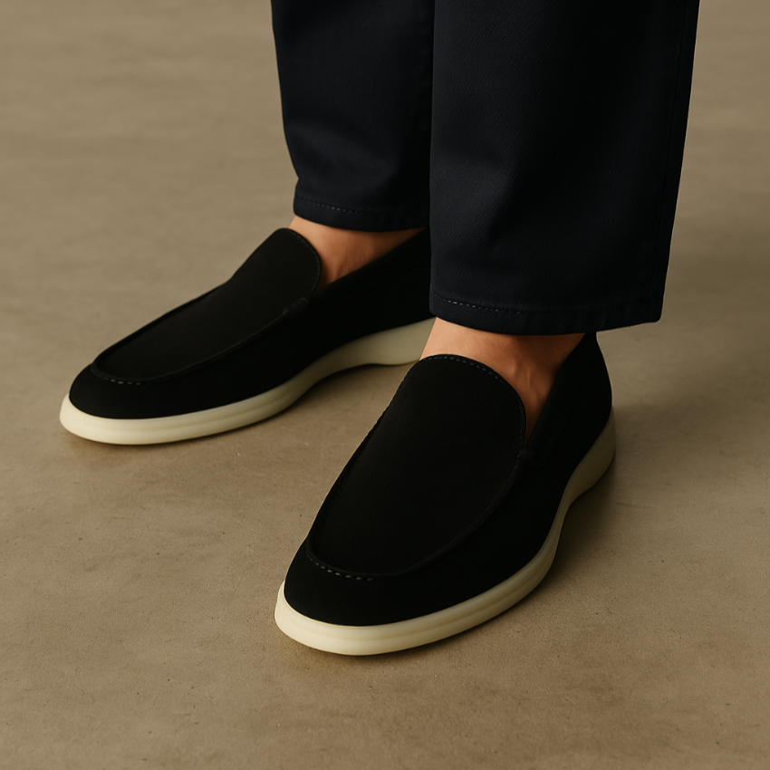 Refined Suede Loafers – Deep Black