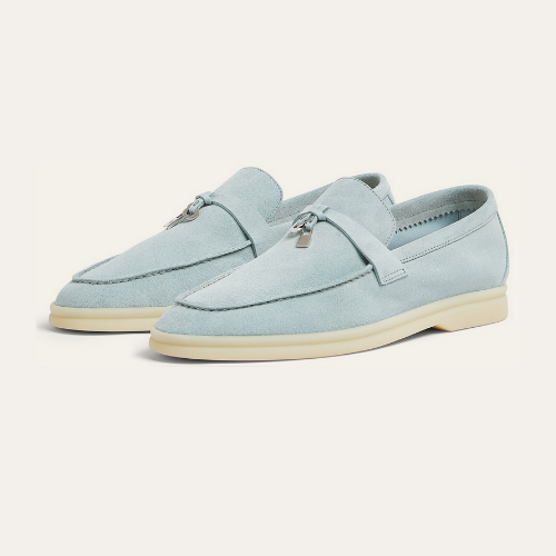 Suede Capri Charm Loafers – Lichtblauw