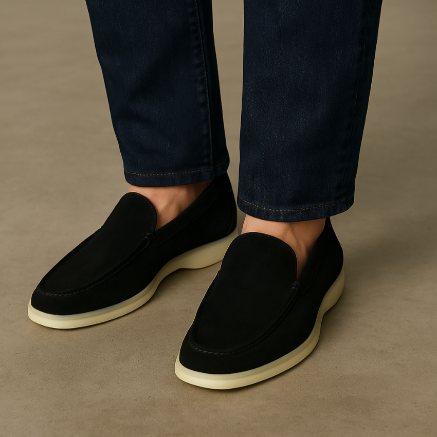 Refined Suede Loafers – Deep Black